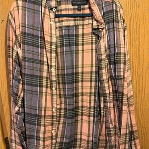 Pink and Blue Plaid Button-Up Shirt Aeropostale